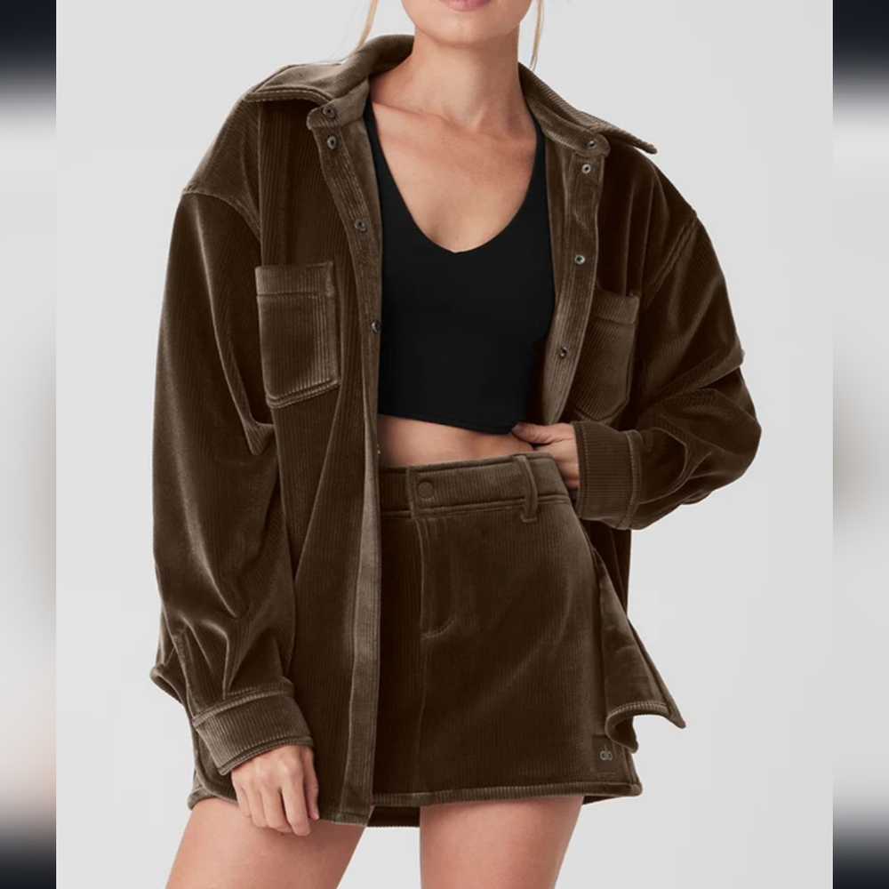 ALO Ribbed Velour Mountain Side Shacket Macchiato